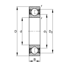 S 6302-2RSR,  DIN 625-1 ˜ʵҪߴ, ɂȴܷ